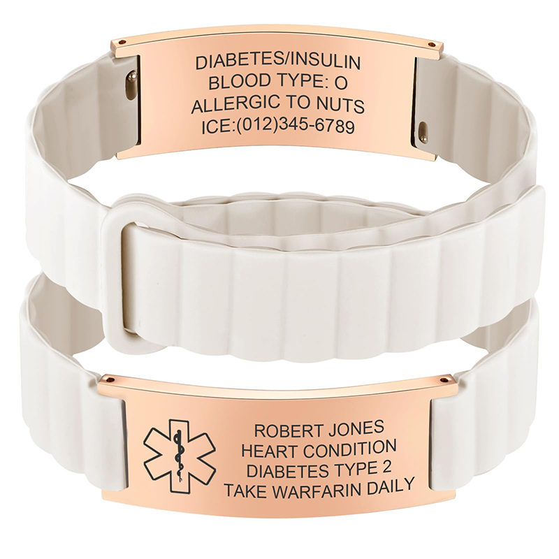 Silicone Band Women - Pulseira de Identificação Médica Personalizada para
