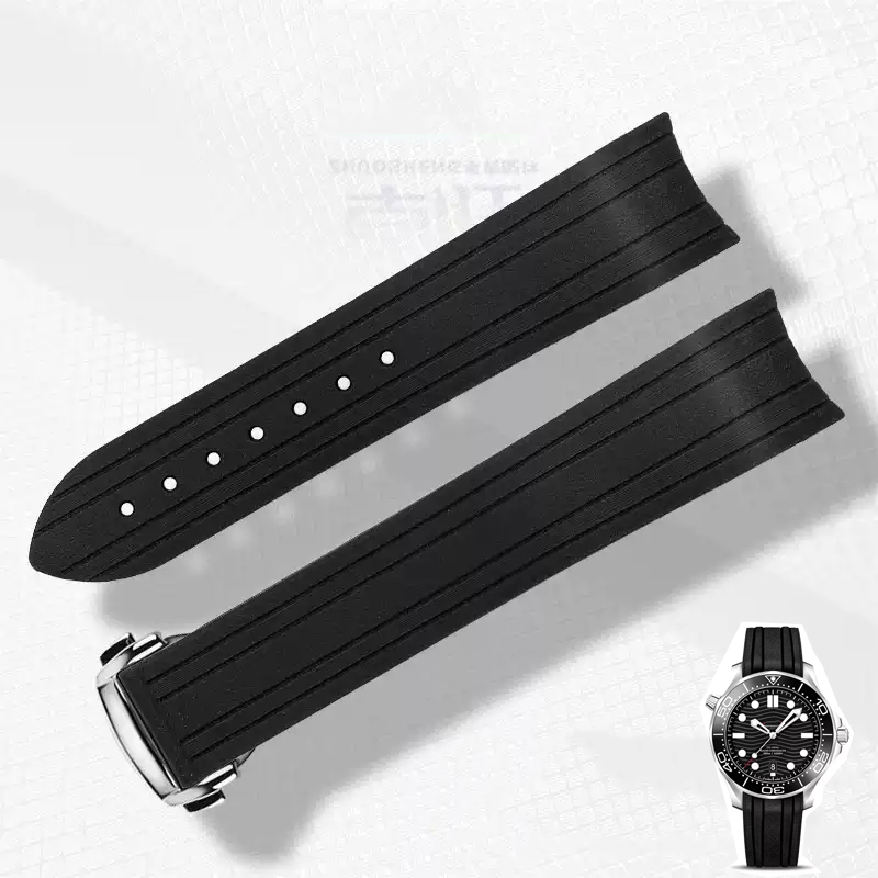 Omega Watch Seamaster - 20mm extremidade curvada borracha silicone pulseira