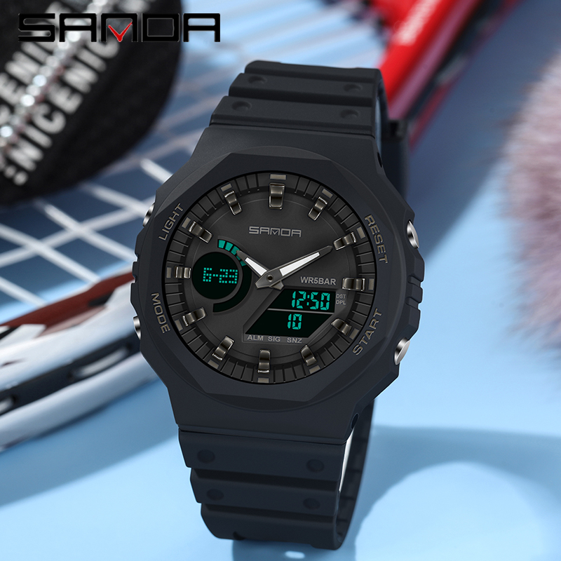 Seiko Watch 5 Sports - SANDA-Relógios de quartzo impermeáveis masculinos, display