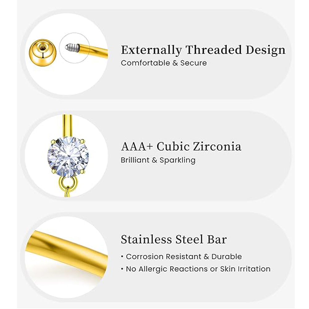 Conjunto de 6 Piercings de Umb - Curved Spring Bar avaliação e preço