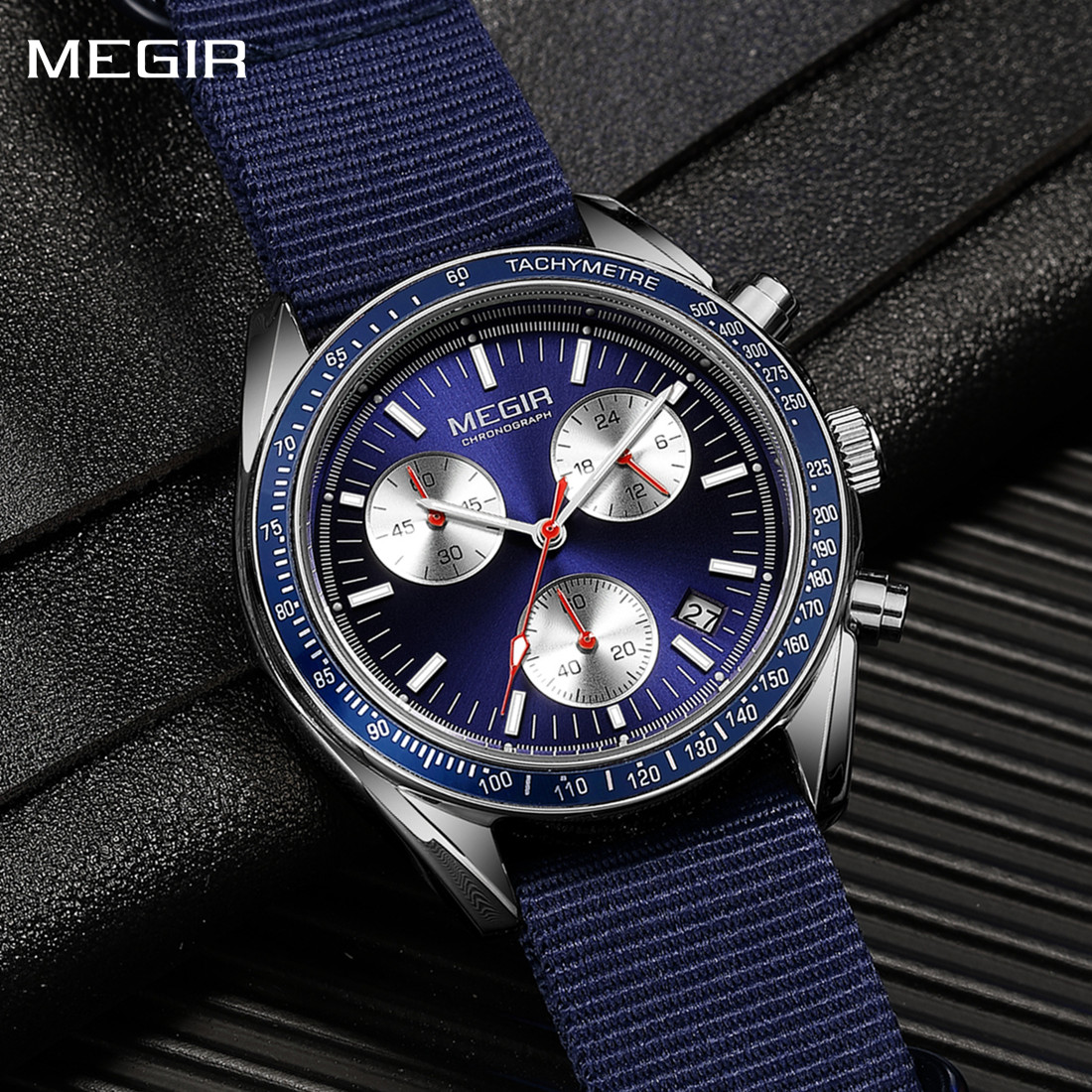 Megir cronógrafo pulseira de l - Canvas Strap Watch avaliação e preço