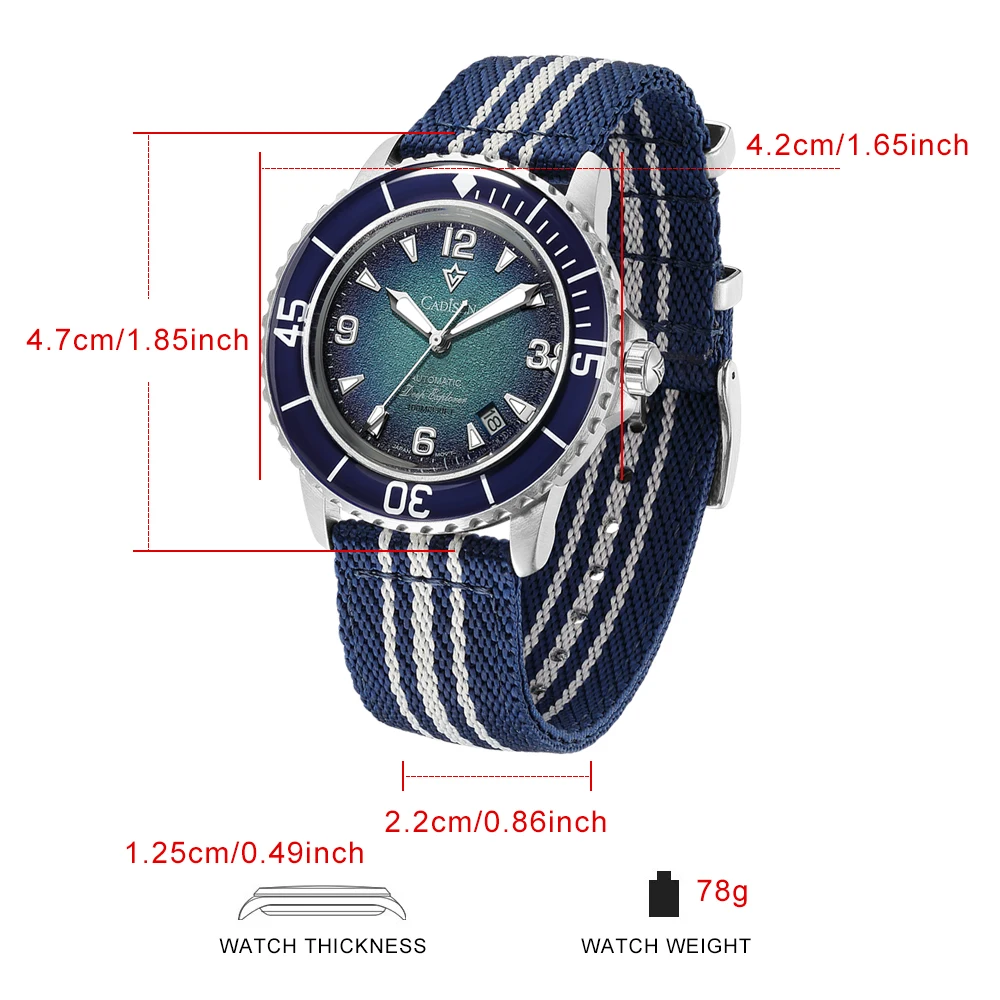 Cadisen deep explorer miyota 8 - Canvas Strap Watch avaliação e preço